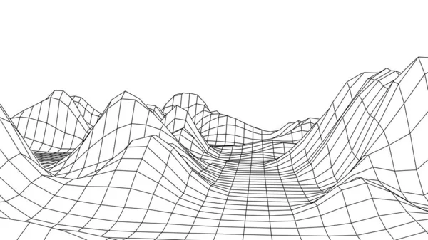 Τεχνολογία Wireframe Τοπίο Φουτουριστικό Πολυγωνικό Υπόβαθρο Εδάφους Ψηφιακή Διανυσματική Απεικόνιση — Διανυσματικό Αρχείο