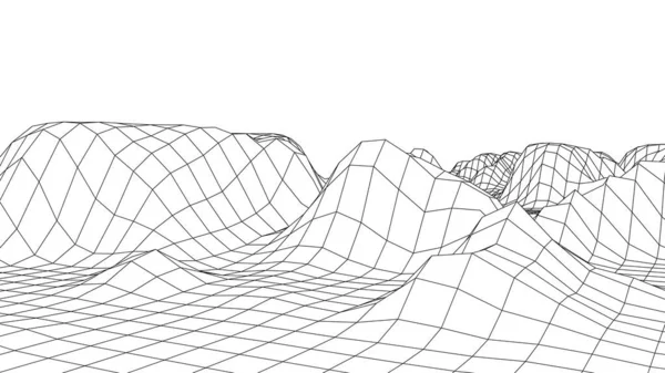 Технологія Каркасного Ландшафту Футуристичний Багатокутний Ландшафтний Фон Цифрова Векторна Ілюстрація — стоковий вектор
