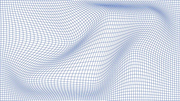 パース歪んだ白いグリッド ワイヤーフレーム波でデジタル背景 ベクトル曲線面 — ストックベクタ