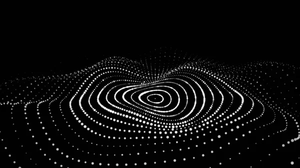 Abstrakte Kreiswelle Mit Beweglichen Punkten Strömung Von Teilchen Illustration Der — Stockvektor