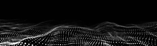 Abstract Futuristic Wave Moving Dots Flow Particles Vector Cyber Technology —  Vetores de Stock