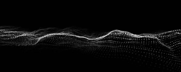 Абстрактна Футуристична Хвиля Рухомими Точками Потік Частинок Векторні Ілюстрації Кібертехнологій — стоковий вектор