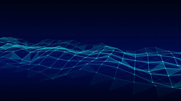 Futuristic Moving Wave Digital Background Moving Glowing Particles Lines Big — Archivo Imágenes Vectoriales