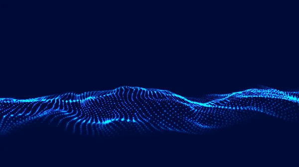 Abstract Futuristic Wave Moving Dots Flow Particles Vector Cyber Technology — Stockový vektor