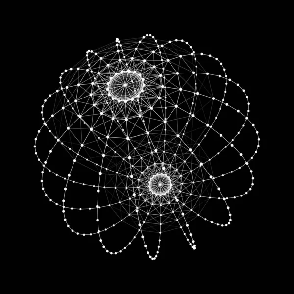 Technology Grid Sphere Black Sphere Consisting Points Lines Modern Wireframe — Stockvektor