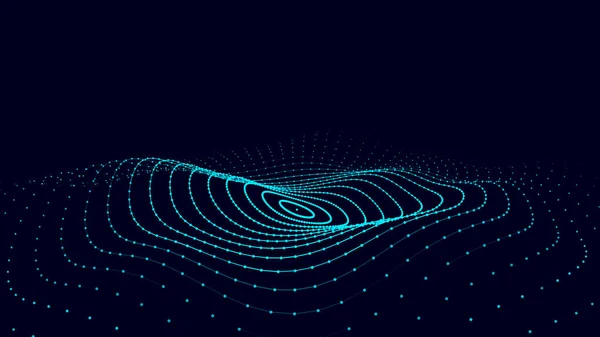 Futuristic Moving Circle Wave Digital Background Moving Glowing Particles Big — Wektor stockowy