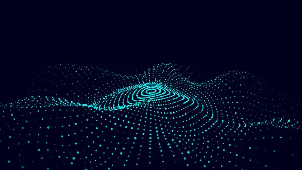 Futuristic Moving Circle Wave Digital Background Moving Glowing Particles Big — Stock vektor