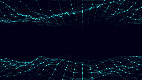 Futuristic Moving Wave Digital Background Moving Glowing Particles Lines Big — Wektor stockowy