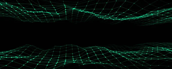 Futuristic Moving Wave Digital Background Moving Glowing Particles Lines Big — Wektor stockowy