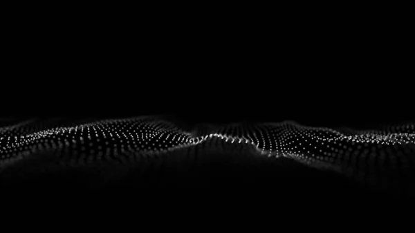 Abstract Futuristic Wave Moving Dots Lines Flow Particles Cyber Technology — Stock fotografie