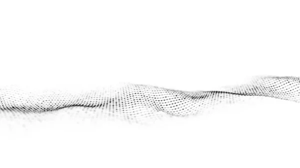 Футуристична Хвиля Рухається Цифровий Білий Фон Рухомими Частинками Лініями Велика — стокове фото