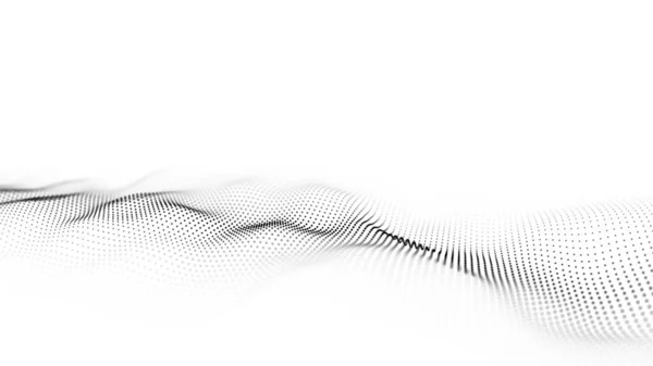 Futuristic Moving Wave Digital White Background Moving Particles Big Data — Foto de Stock