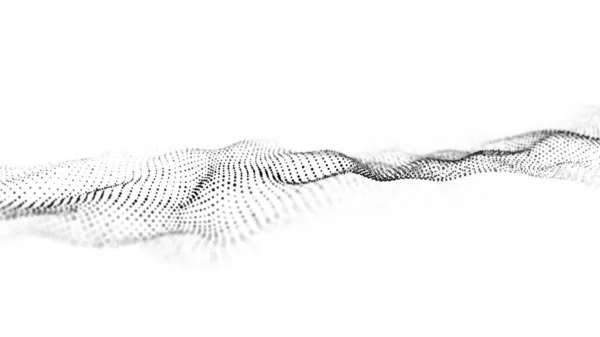 Футуристична Хвиля Рухається Цифровий Білий Фон Рухомими Частинками Велика Візуалізація — стокове фото