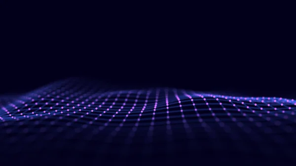 Futuristic Moving Wave Digital Background Moving Glowing Particles Lines Big — Stock fotografie