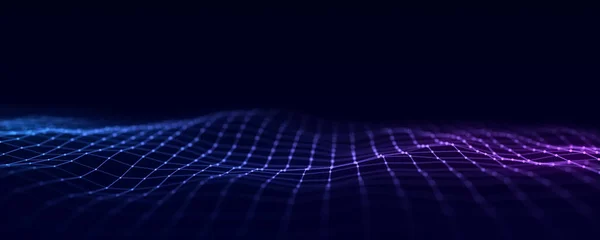Futuristic Moving Wave Digital Background Moving Glowing Particles Lines Big — Stock fotografie
