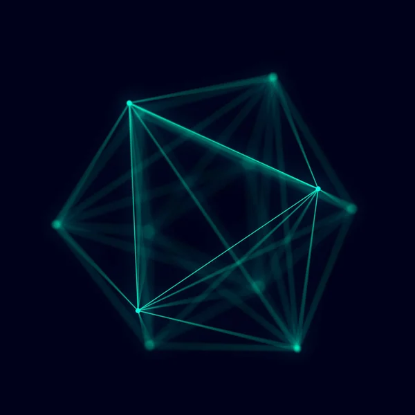 Color Wireframe Polyhedron Whith Connection Dots Lines Geometric Form Realistic — Stock fotografie