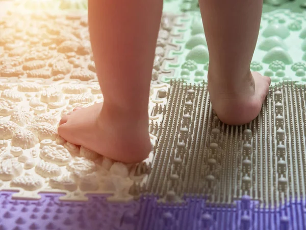 Baby Feet Children Orthopedic Mat Close — Stockfoto