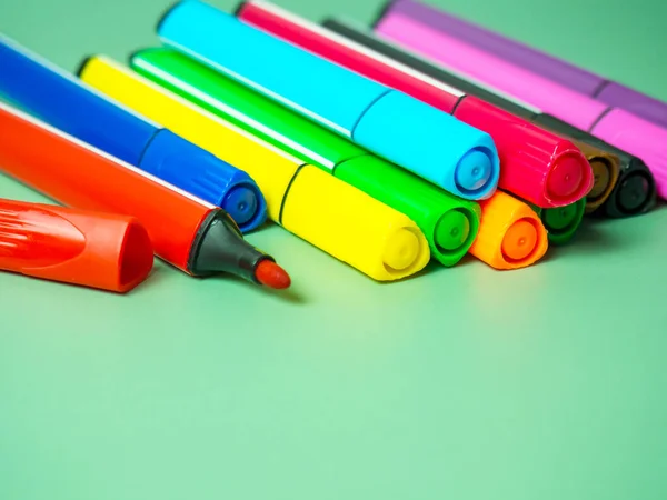 Set Multicolor Felt Tip Pens Multi Colored Felt Tip Pens Stock Image