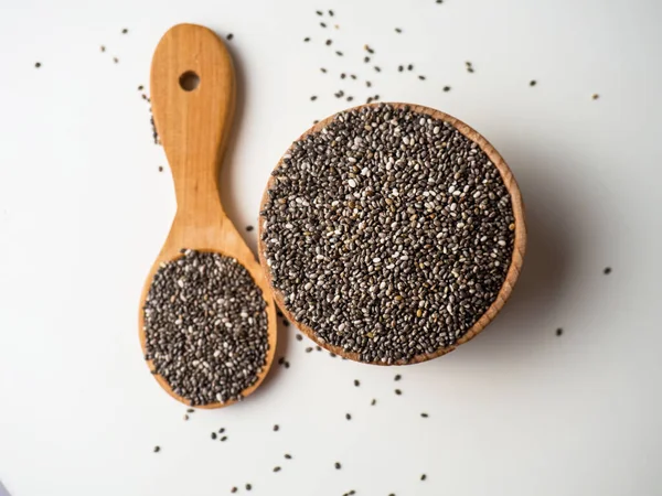 Healthy Chia Seeds Wooden Spoon Table Close — Stock Photo, Image