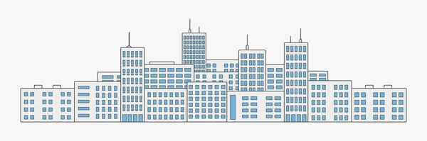 City Skyline Vector Line Illustration — Stock Vector