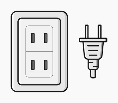 güç prizi bir vektör düz illüstrasyon yazın