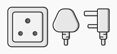 elektrik prizi kapsülü Güney Afrika tipi m vektörü düz illüstrasyon
