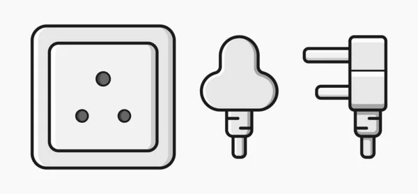 Tomada Energia Plug Indiana Tipo Vetor Plana Ilustração — Vetor de Stock