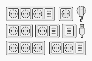 güç prizi tip f vektör düz illüstrasyonunu ayarla