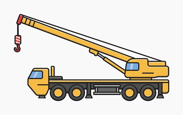 Construction Grue Camion Vecteur Plat Illustration — Image vectorielle