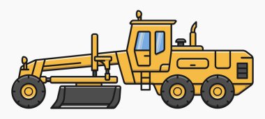 Grader inşa makinesi vektör düz illüstrasyon