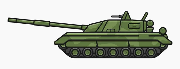 Moderner Panzer Mit Tarnung Und Maschinengewehr Auf Oberer Vektorflachabbildung — Stockvektor