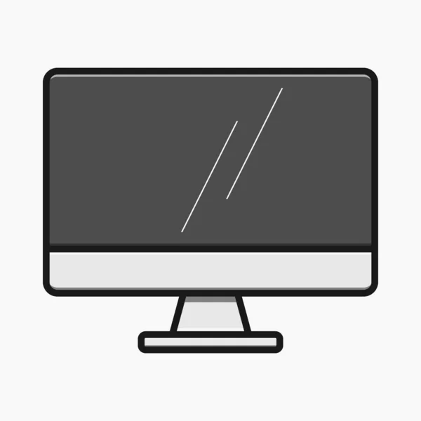 Desktop Monitor Cartoon Stil Isolierter Vektor Flache Illustration — Stockvektor