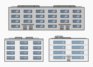 Endüstriyel ofis modern bina çizgi film tarzı vektör düz illüstrasyon