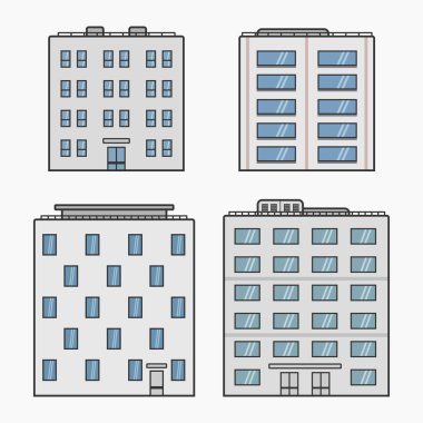 Modern konut seti çizgi film stili vektör düz resimleme