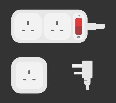 power outlet prize ingiliz tip g power strip uzatma vektörü düz illüstrasyon