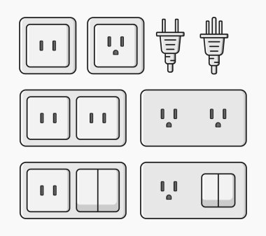 elektrik prizi prizi prizi tip a ve b vektör düz çizim