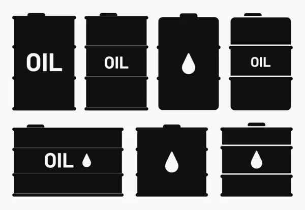 Oil Barrel Shape Icon Set Vector Flat Illustration — 스톡 벡터