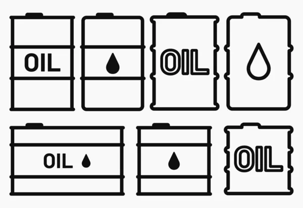 Oil Barrel Line Icon Set Vector Flat Illustration — Stockvektor