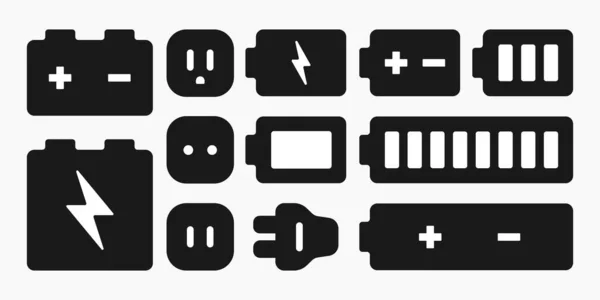 Illustration Plate Vectorielle Forme Icône Prise Courant Batterie — Image vectorielle