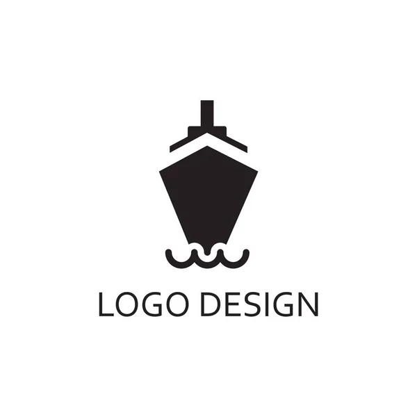 Enkel Svart Båt Front Logotyp Design — Stock vektor