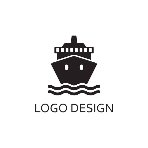 Enkel Svart Båt Front Logotyp Design — Stock vektor