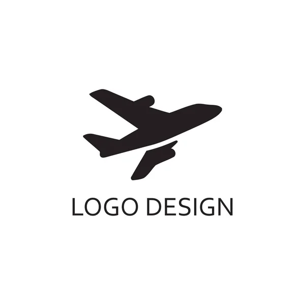 Простой Дизайн Логотипа Черного Самолета — стоковый вектор