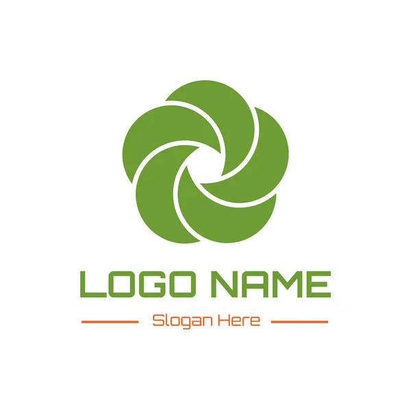 Κύκλο Φύλλο Εικονίδιο Λογότυπο Διάνυσμα Σχεδιασμό — Διανυσματικό Αρχείο