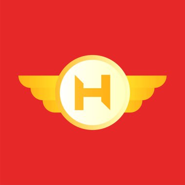 letter h wings vector icon logo