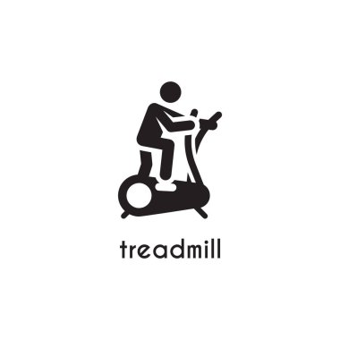 Koşu bandı vektör logosu üzerinde egzersiz yapan insanlar