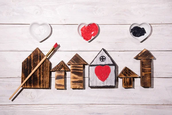 how to draw a heart on a wooden house, crafting, step by step instructions how to make decor for valentines or mothers day, Sweet Home. . High quality photo