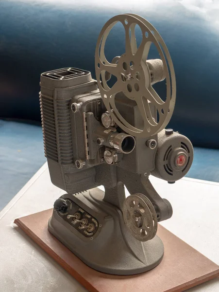 Dejur Gray 8Mm Film Projector Blue Background — Stock Photo, Image