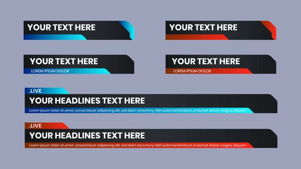 Tercera Colección Inferior Conjunto Noticias Nombres Títulos Ilustración Vectores Televisión — Vector de stock