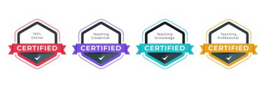 Profesyonel öğretim kategorisi için dijital rozet sertifikası. Vektör logo sertifika tasarım şablonu.