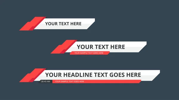 Headline Text Lower Third Shape Vector Strip Banner Red Color — Stok Vektör